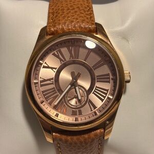 Bronzo Italia Rose Gold Elegant Gold Women's Watch with Brown Leather Strap